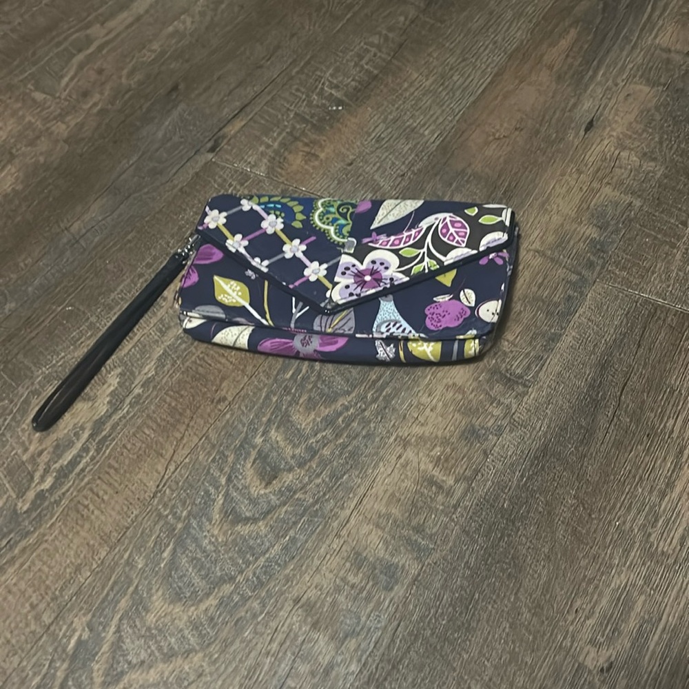 Vera Bradley FLORAL NIGHTINGALE Envelope Wallet‎ Wristlet Purple/Blue/Green
